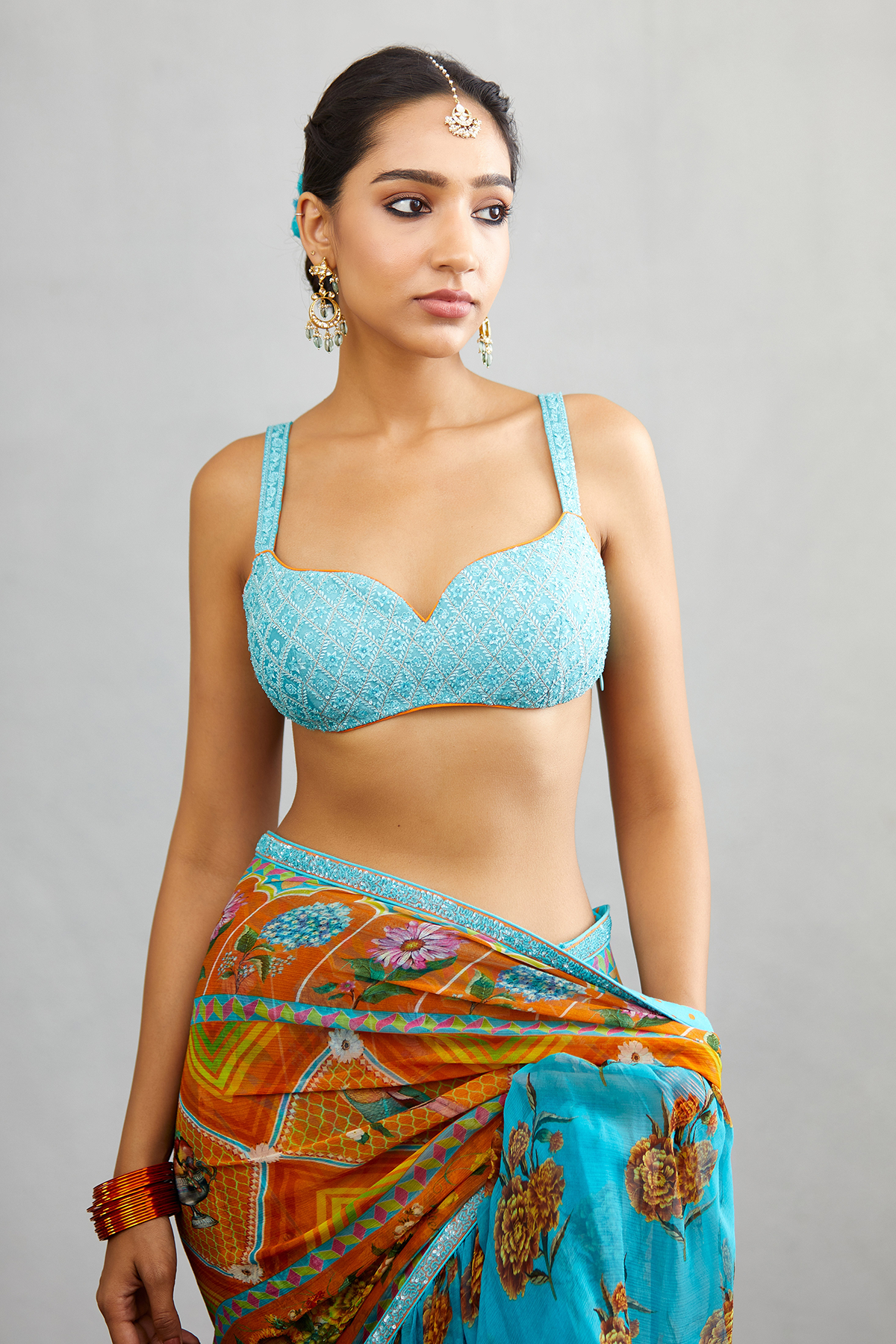 Chanderi blouse with hand embroidery