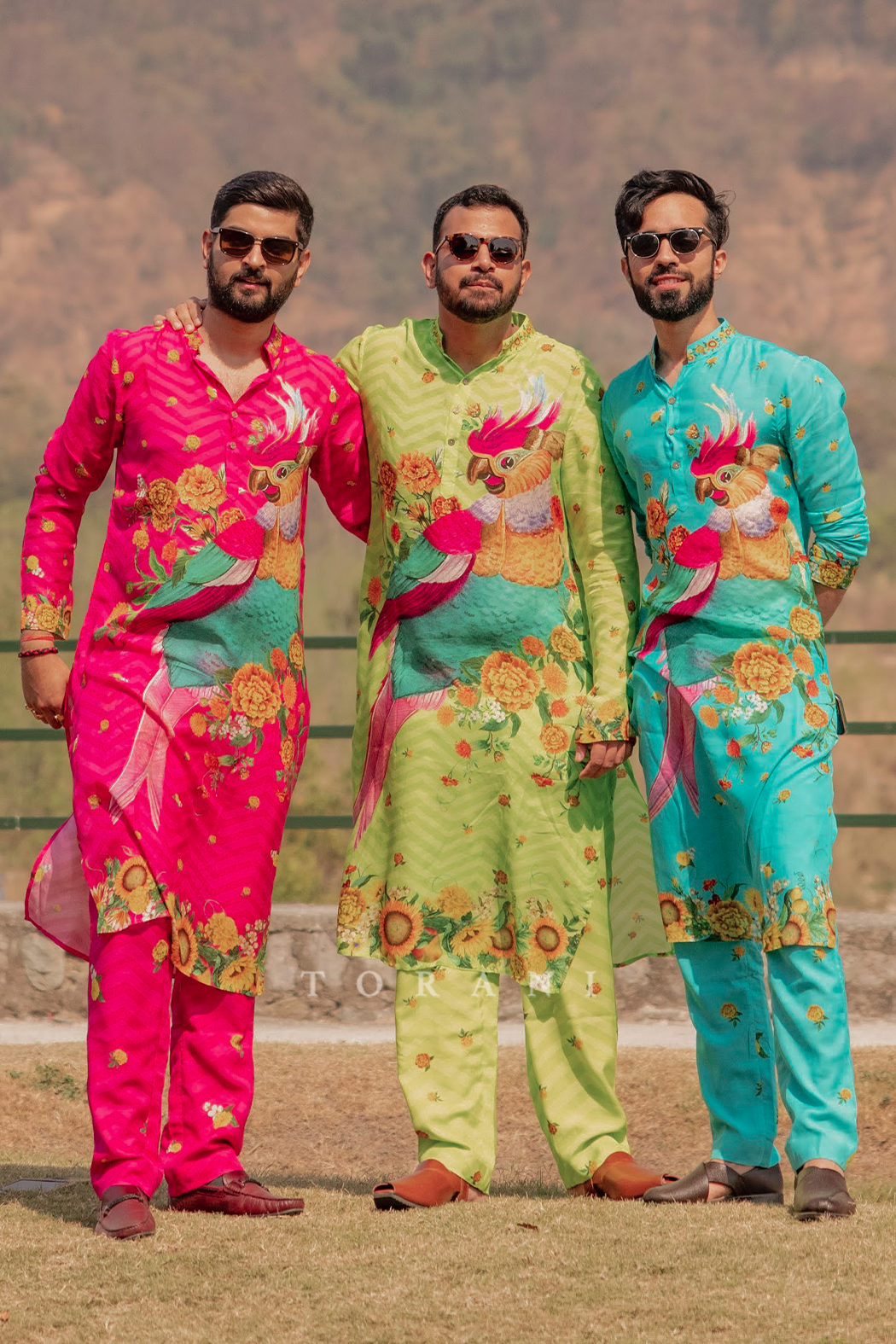 Torani Men in our Satrangi Hiraman Tota Kurta Sets