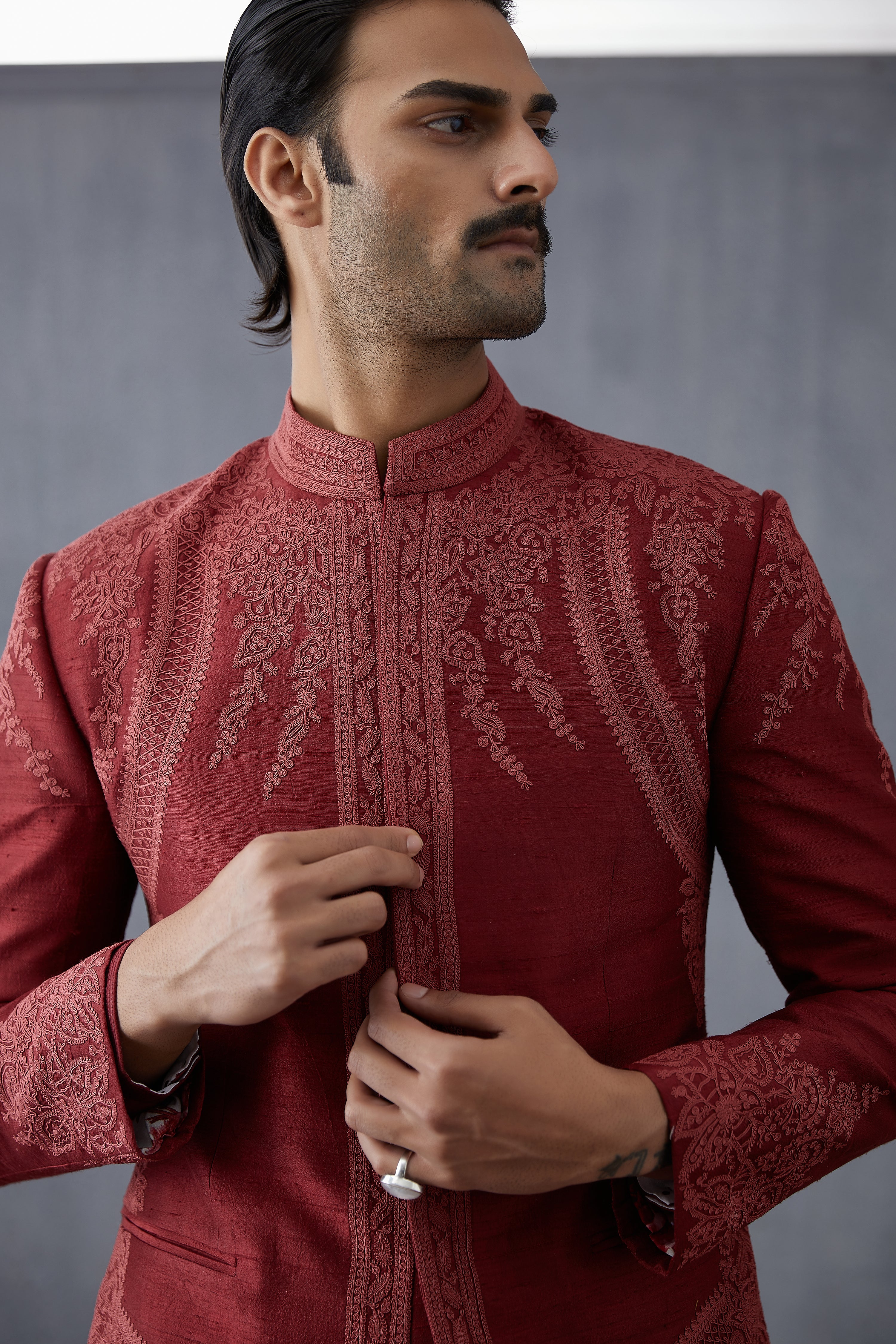 Bhuri Chanderi Imam Jacket Set