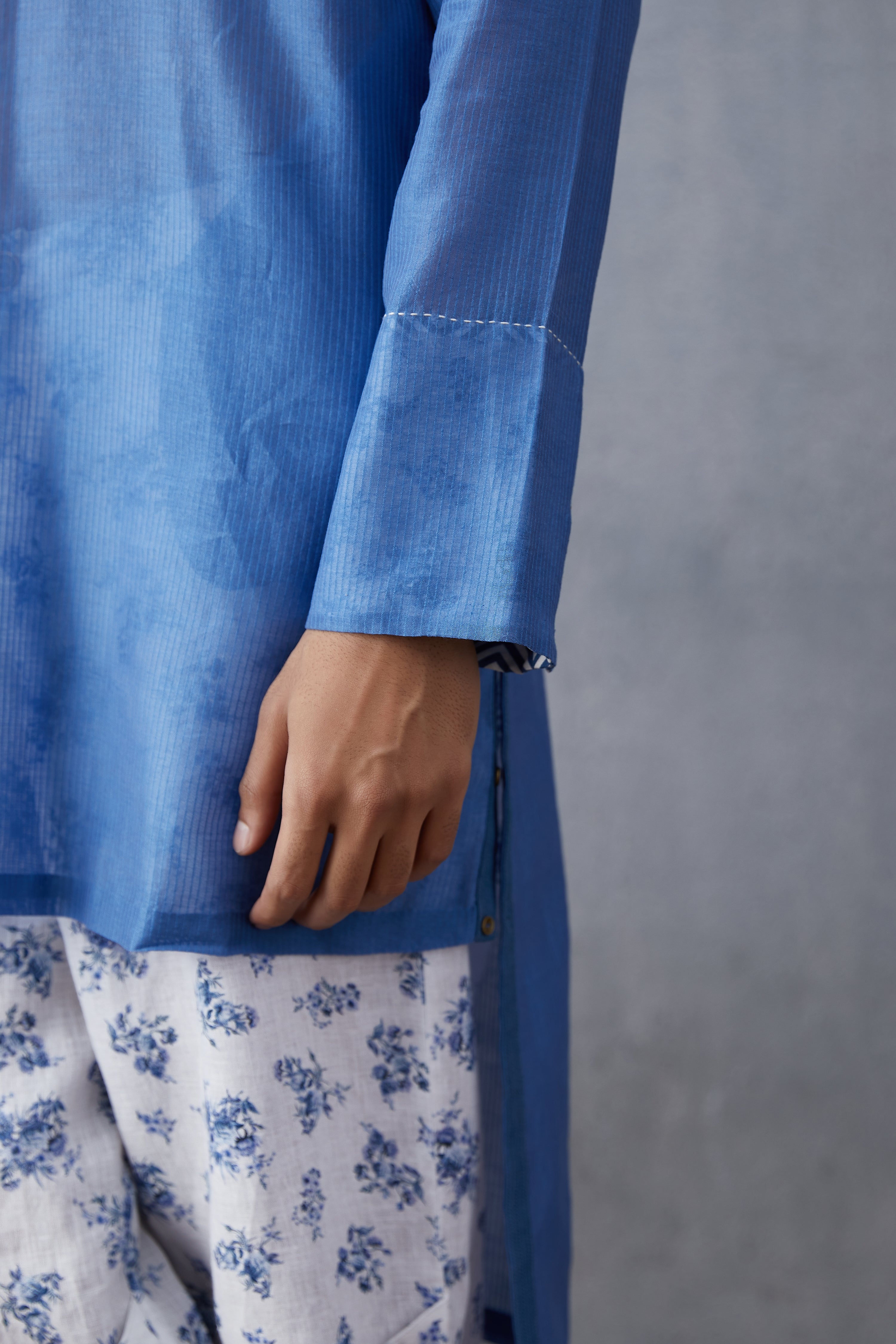 Neeli Chanderi Mir Kurta Set