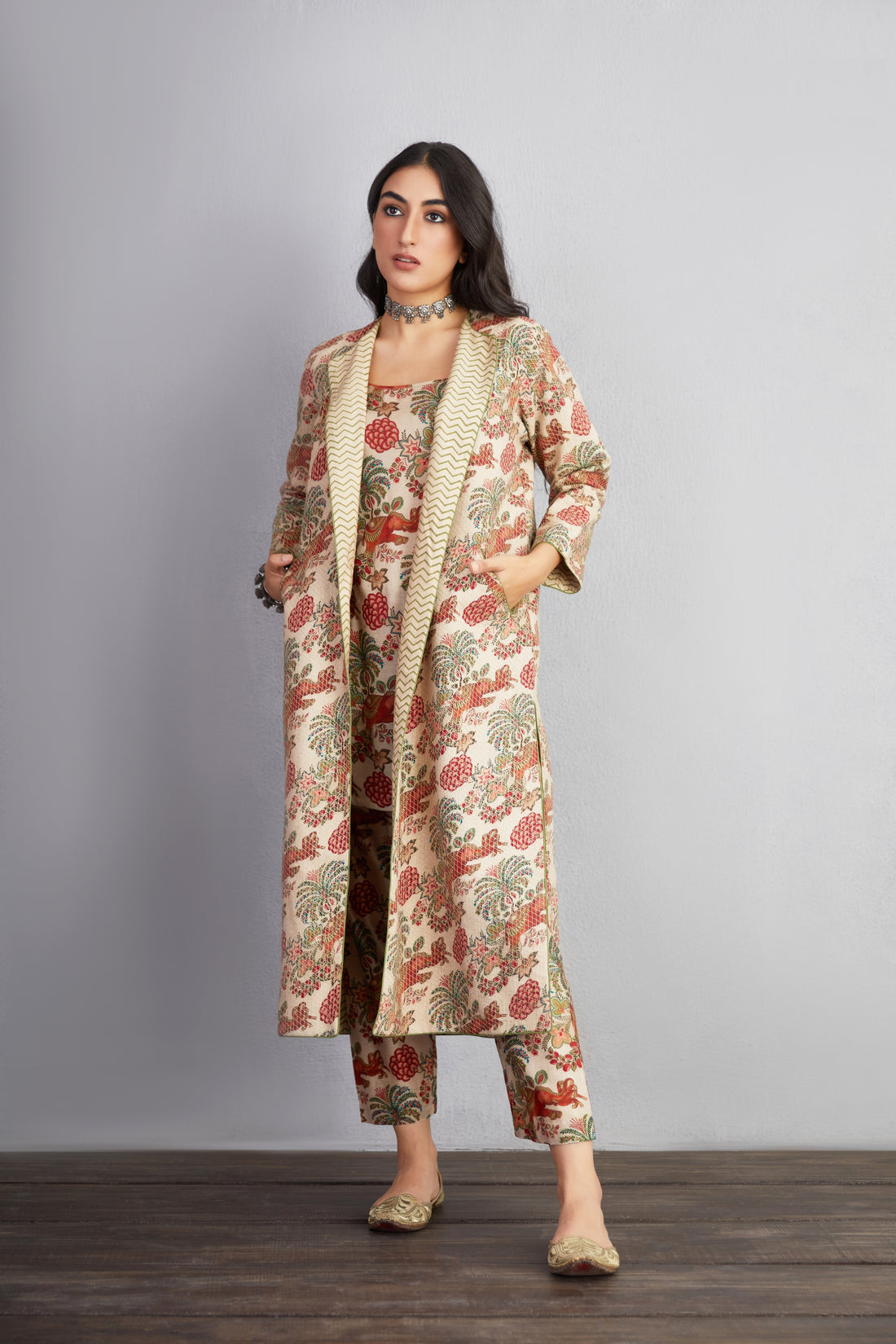 Airawata Ecru Dhuni Jacquard Jacket