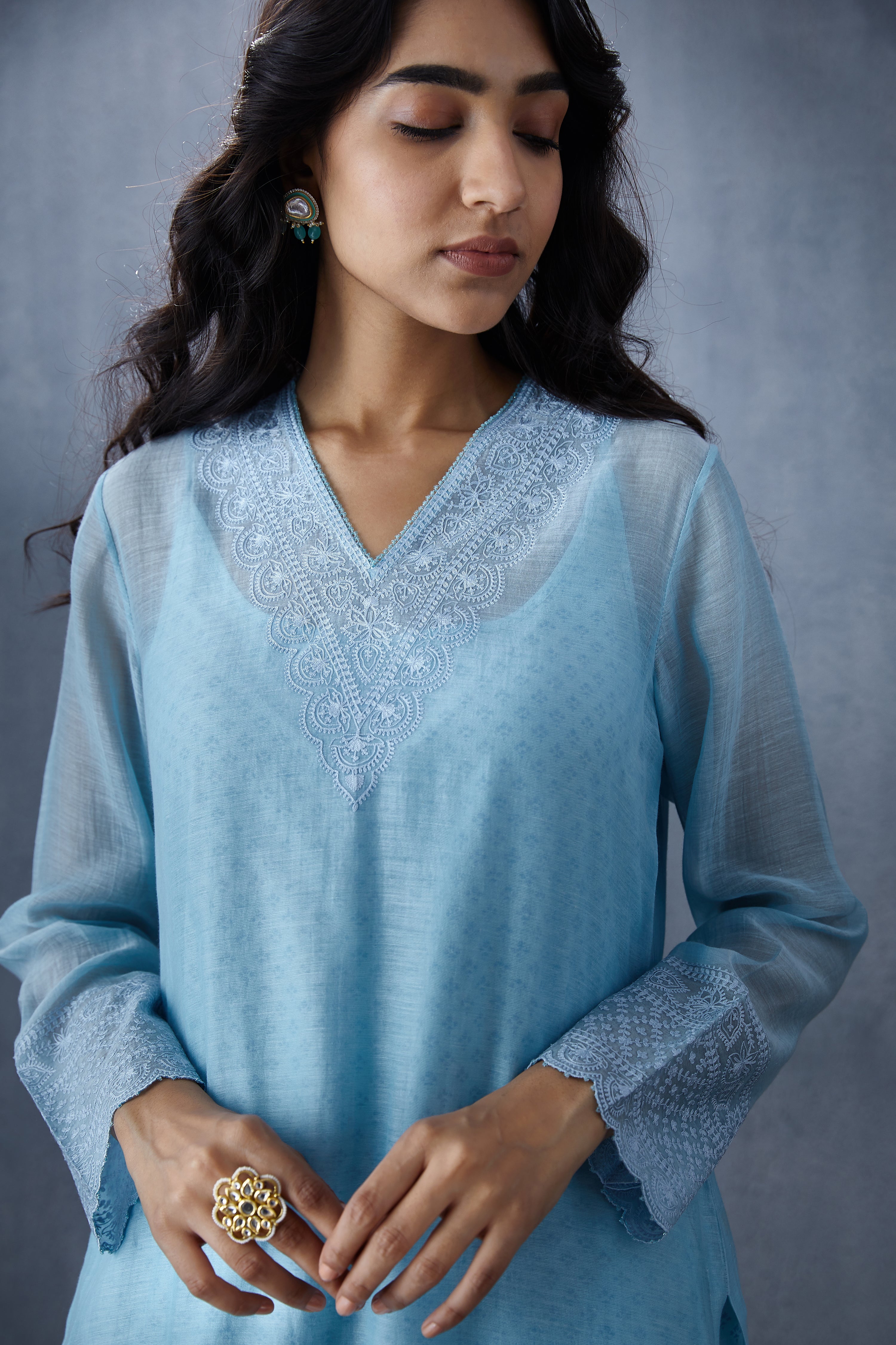 Aasmani Sloka Kurta Set