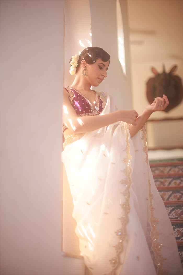 Sania Chadha in our Custom Nayantara Aarvi Saree Set