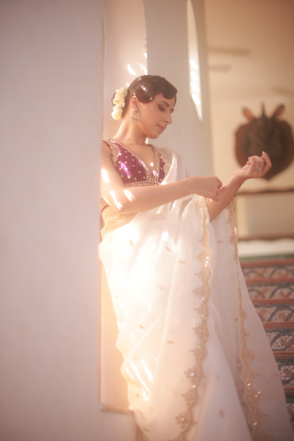 Sania Chadha in our Custom Nayantara Aarvi Saree Set