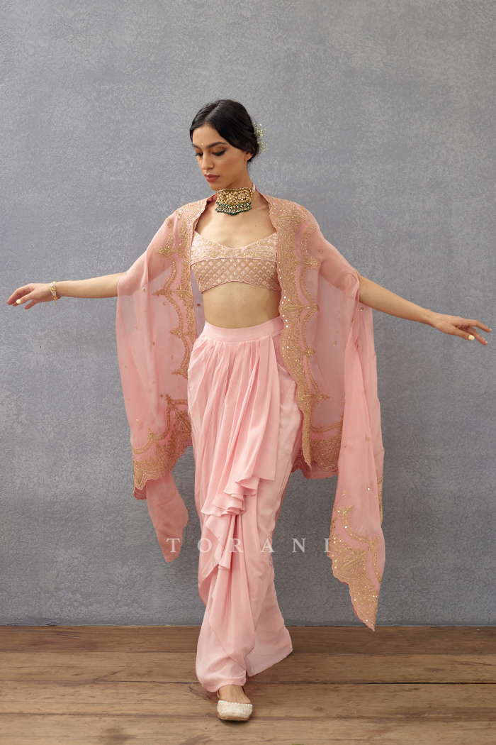 Gul-Mohar Zuri Cape Set