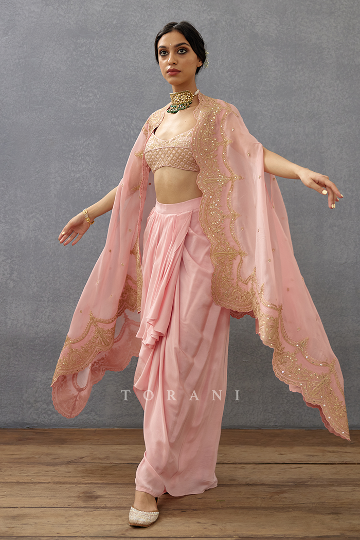 Gul-Mohar Zuri Cape Set