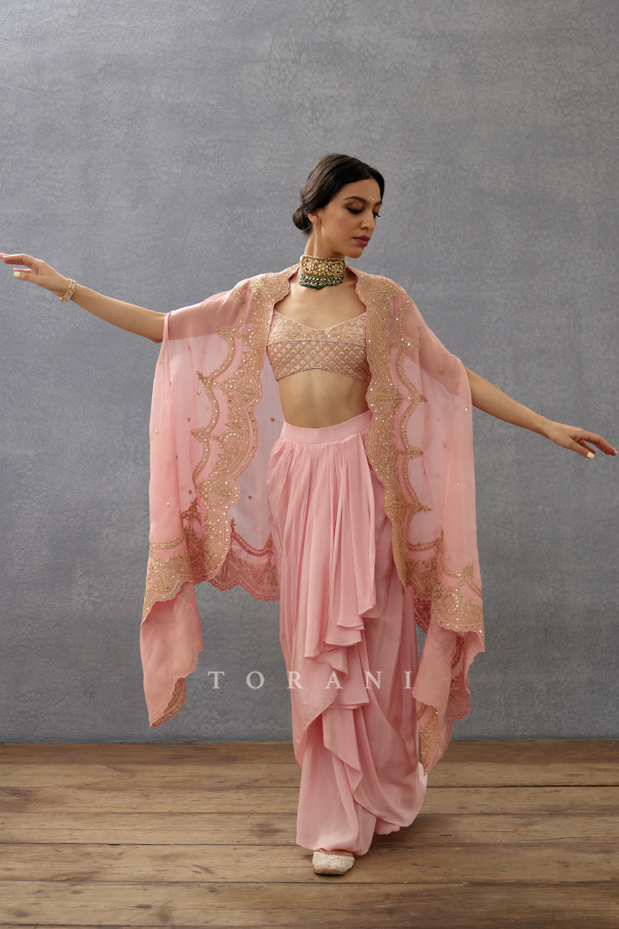 Gul-Mohar Zuri Cape Set