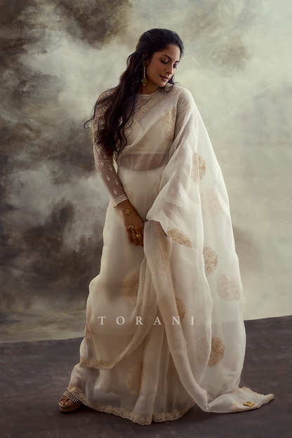 Sriya Reddy in our Swetah Aadira Rubani Saree Set