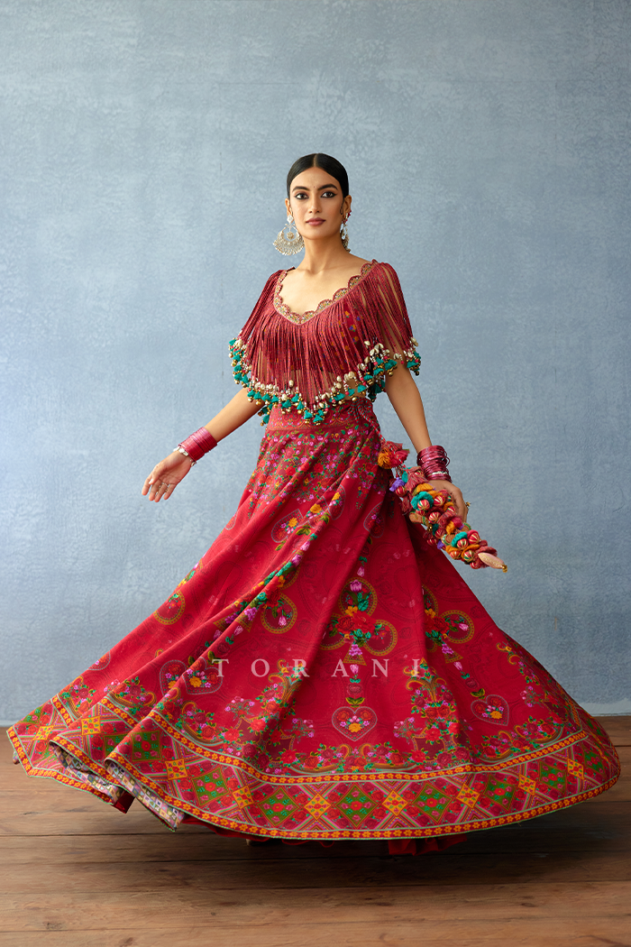 Dil Surkh Afri Lehenga Set