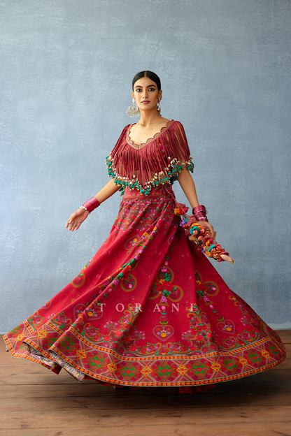 Dil Surkh Afri Lehenga Set