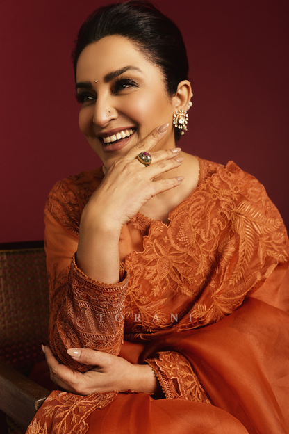 Tisca Chopra In Our Narangi Advika Saree Set