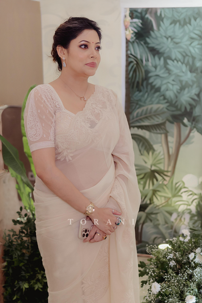 Prartthana Borah in our Swetah Afrah Geetika Saree Set