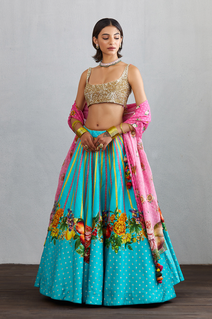 Shikha Bahal in our Firoza Guncha Lehenga Set