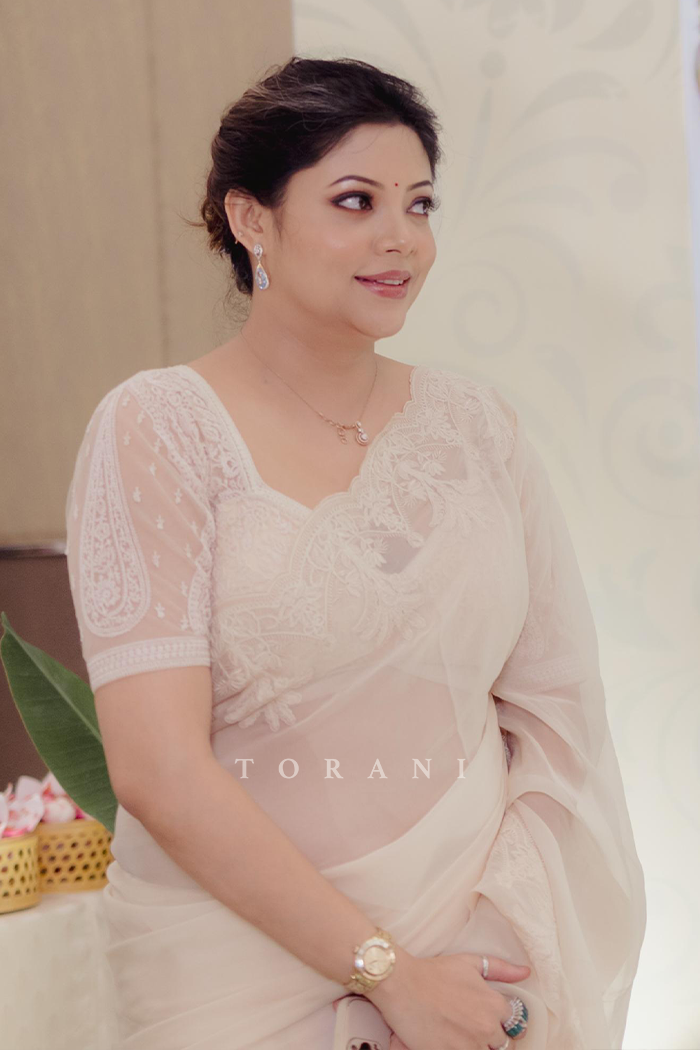 Prartthana Borah in our Swetah Afrah Geetika Saree Set