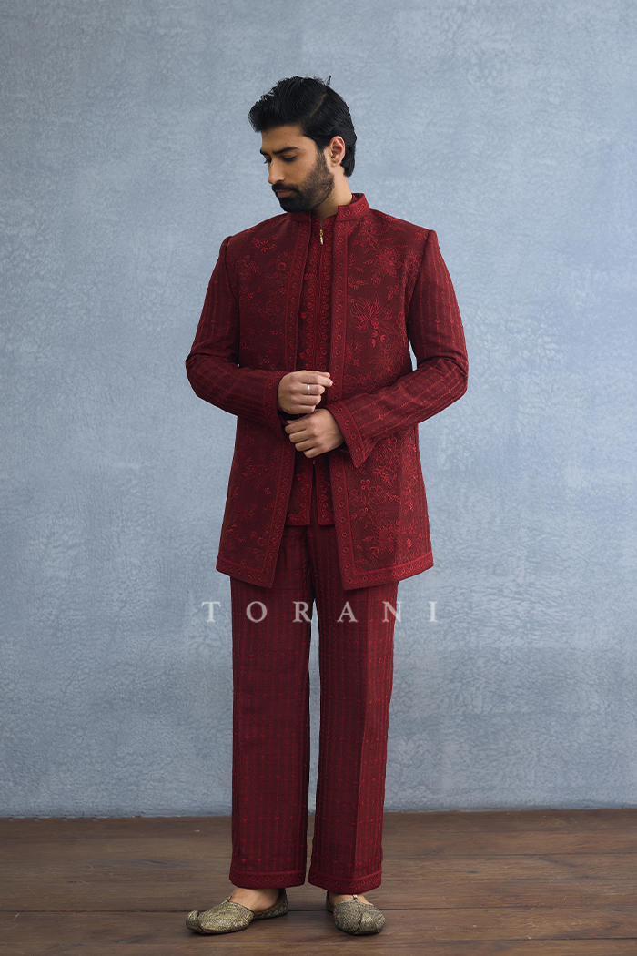 Surkh Aahaad Jacket Set