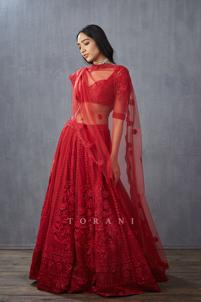 Surkh Mrinal Lehenga Set