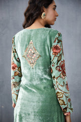 Silk Velvet Kurta set with full sleeves