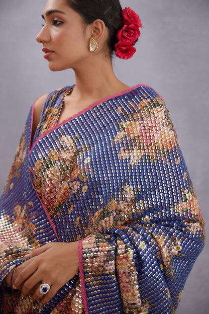 Jamuni Qasiba Chandi Sitara Saree