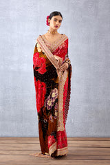 Torani's Printed Half and Half Saree in Silk Velvet and Butterfly Net