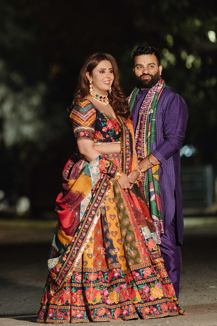 Rasalica and Abhishek in our Dil Rangrez Jiya Lehenga Set &amp; Custom Jamuni Navratan Kurta Set