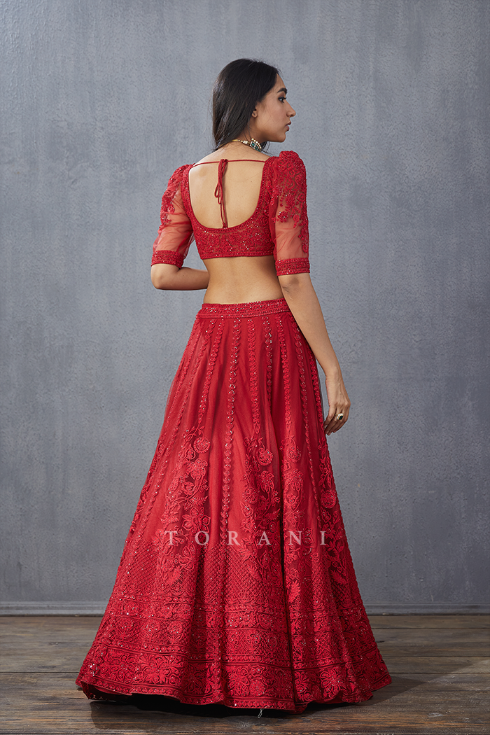 Surkh Mrinal Lehenga Set
