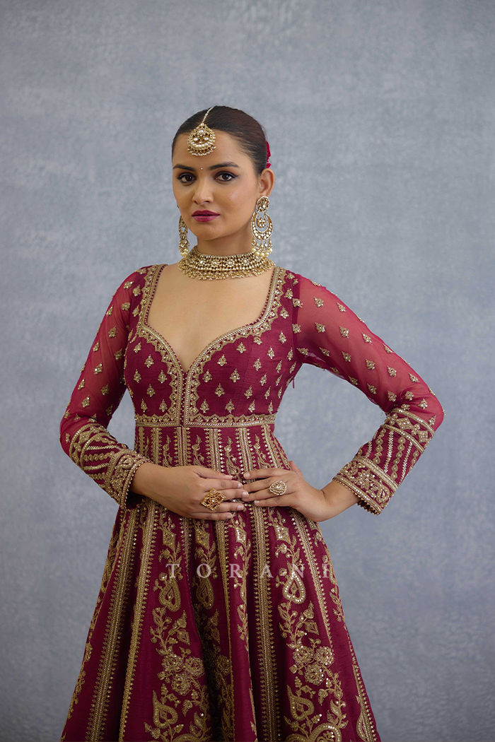 Surkh Runa Anarkali Set