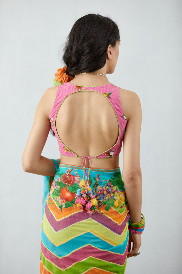 designer Backless blouse in Silk Crepe