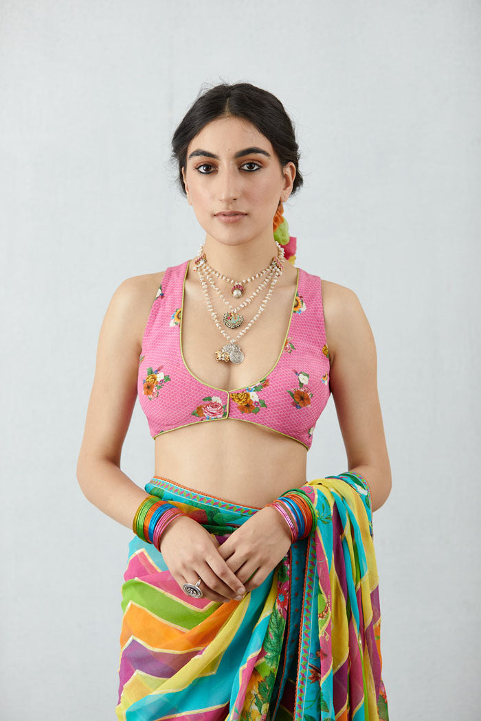 Floral printed Silk Crepe blouse