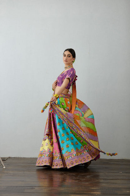 MULTICOLOR PRINTED LEHENGA SET