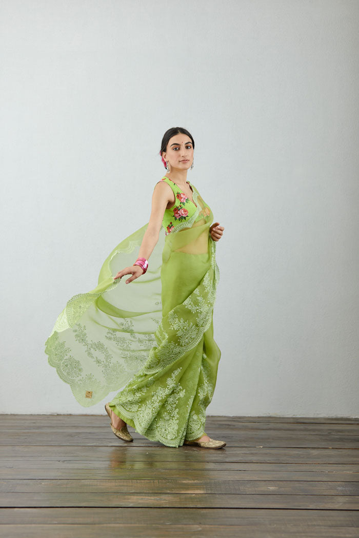 Green Organza Saree