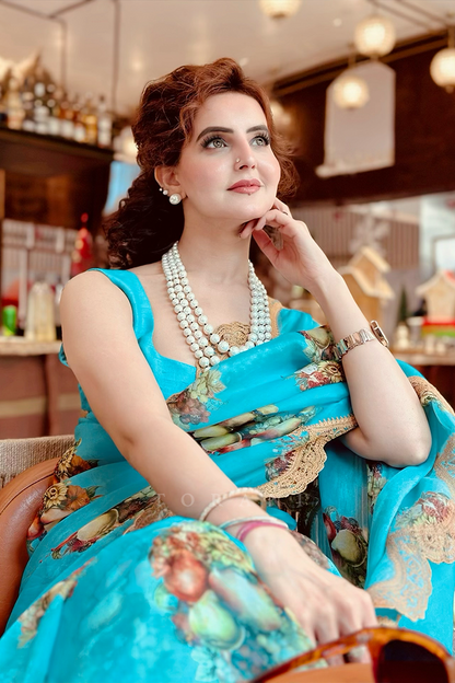 Ish Kaur In Our Firoza Nanki Saree Set