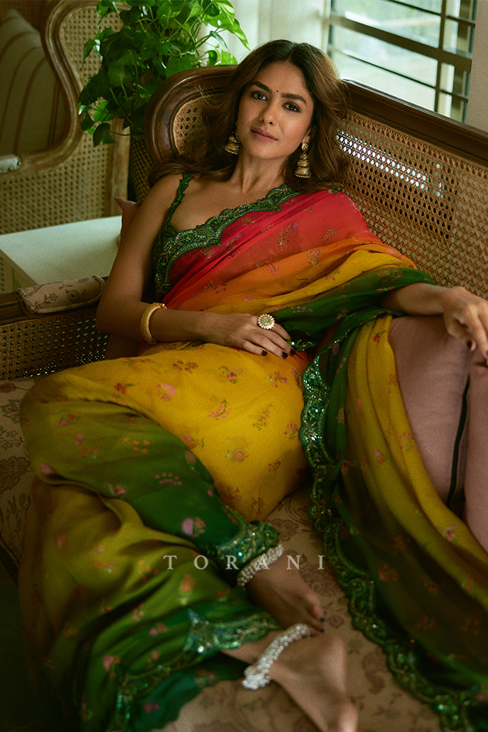 Mrunal Thakur in our Chitrangi Ziya Saree Set