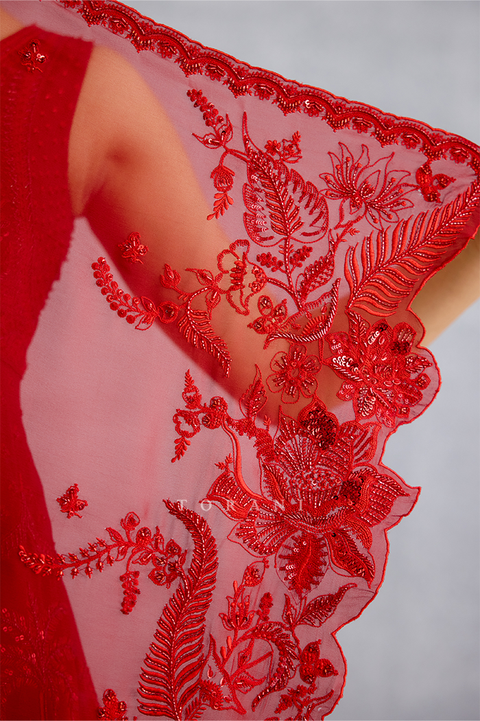 Surkh Bhanavi Sharara Set