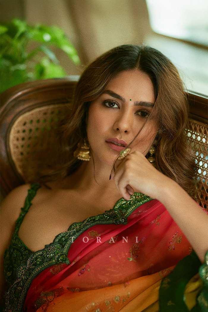 Mrunal Thakur in our Chitrangi Ziya Saree Set