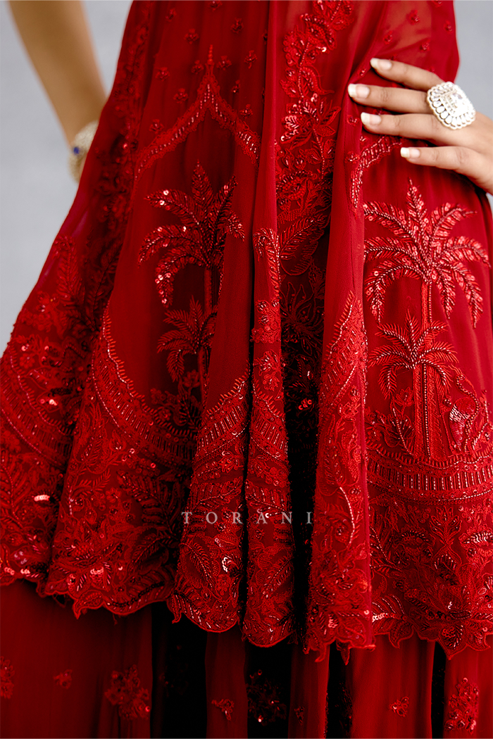 Surkh Bhanavi Sharara Set