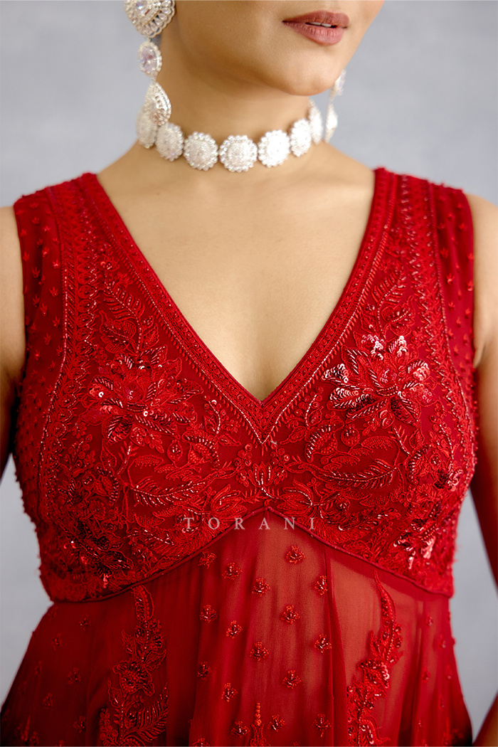 Surkh Bhanavi Sharara Set