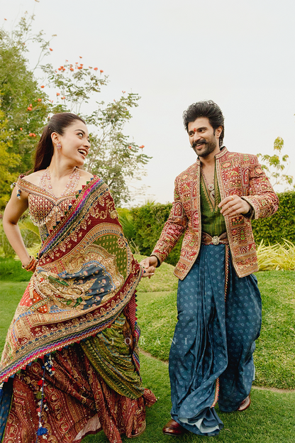 Rashmika and Vijay in our Custom Torani Set