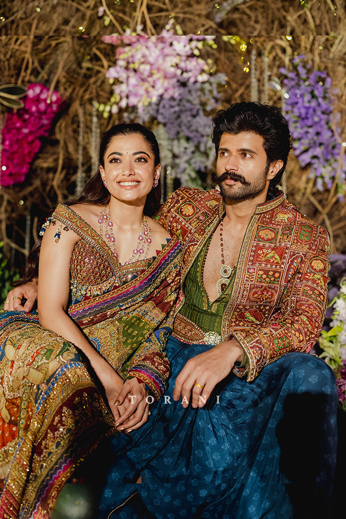 Rashmika and Vijay in our Custom Torani Set