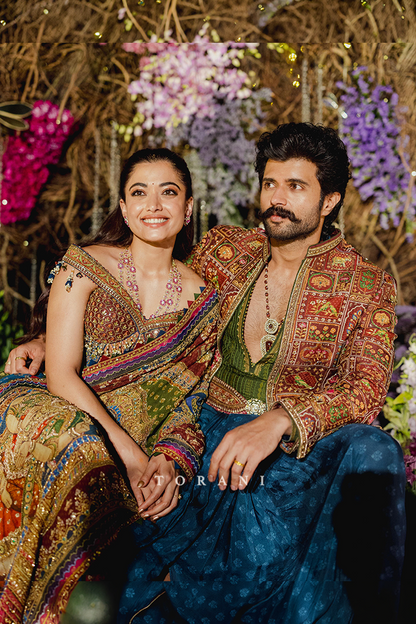 Rashmika and Vijay in our Custom Torani Set