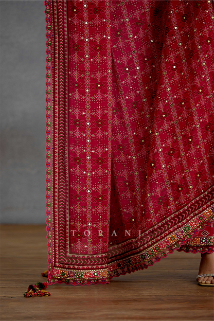 Raktangi Patola Kurta Set