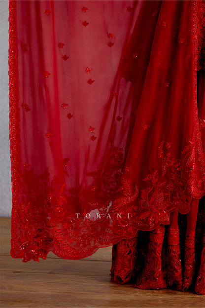 Surkh Bhanavi Sharara Set