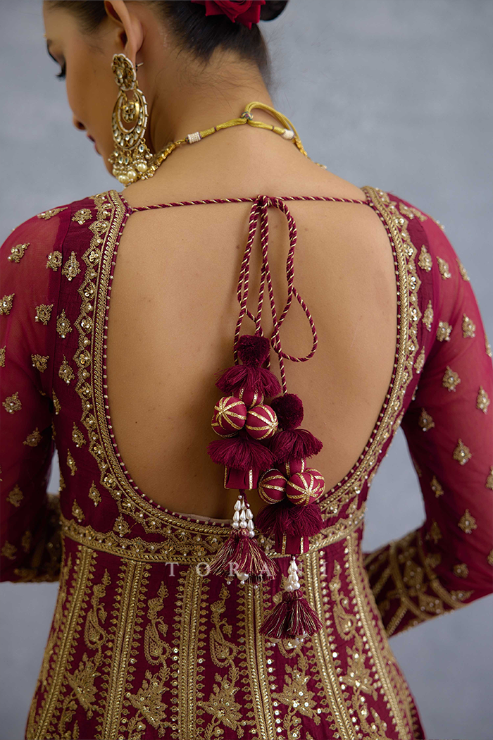 Surkh Runa Anarkali Set