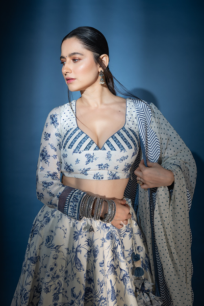 Sanjeeda Shaikh In Our Neeli Gauraiya Aarohi Lehenga Set