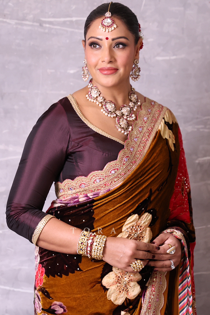 Bipasha Basu In Our Aftaabi Rabia Makhmal Saree Set