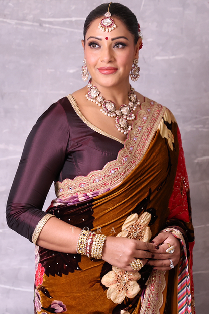 Bipasha Basu In Our Aftaabi Rabia Makhmal Saree Set