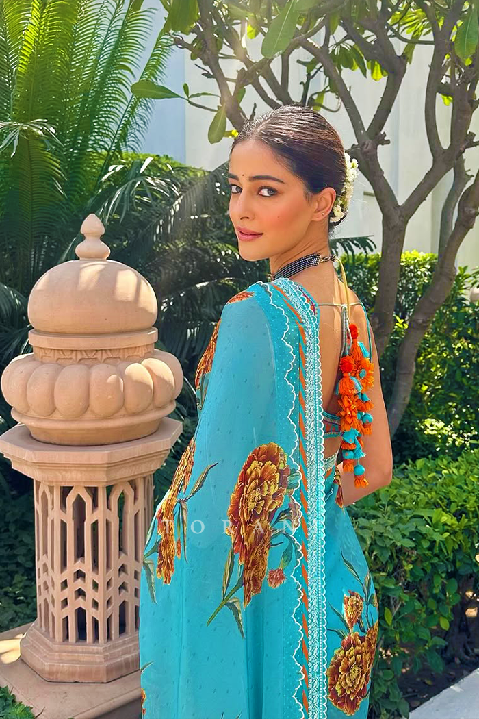 Ananya Panday in our Firoza Raasika Saree Set