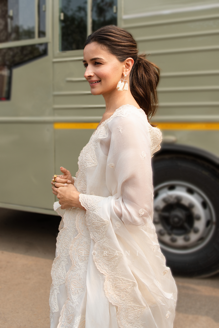 Alia Bhatt in our Swetah Mishika Kurta Farshi Set