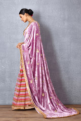 Wisteria Pink Embroidered Half and Half Saree with Gota Detailing