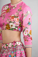 Digital printed pink lehenga blouse