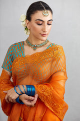 luxury organza saree having hand embroidery